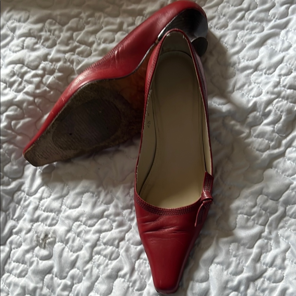 Elegant Vintage Red Leather Women's Shoes
